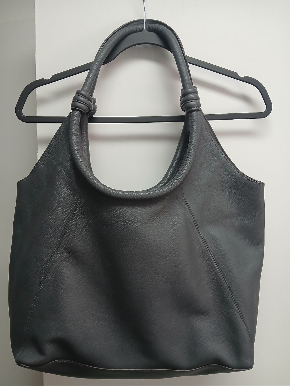 J. Jill "PureJill" Gray Leather Knot-Handle Tote Bag